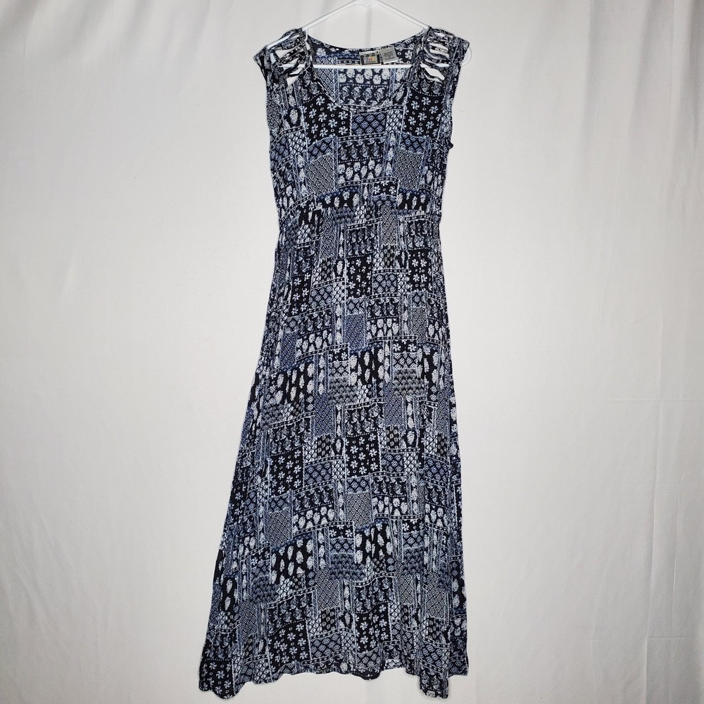 Take Two Clothing Midi Dress Medium Patchwork Cutout Strappy 90s Grunge Fairy